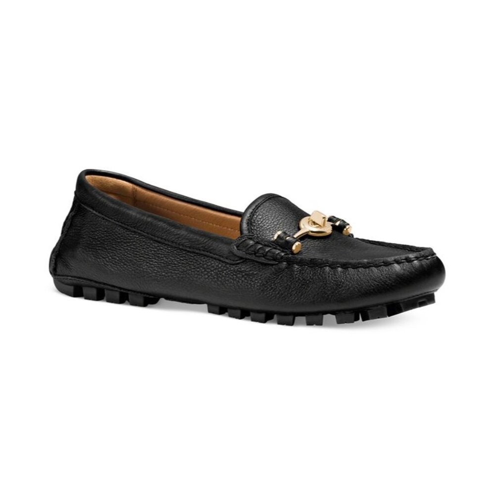 Coach Black Loafers with Gold Detail